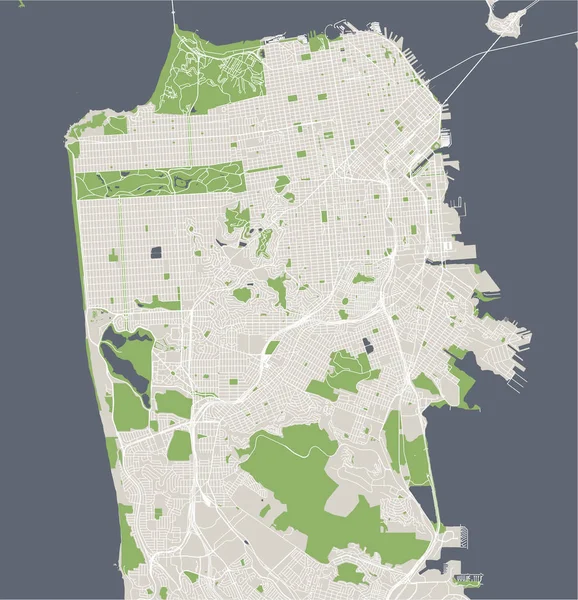 Mapa Vectorial Ciudad San Francisco Estados Unidos — Vector de stock