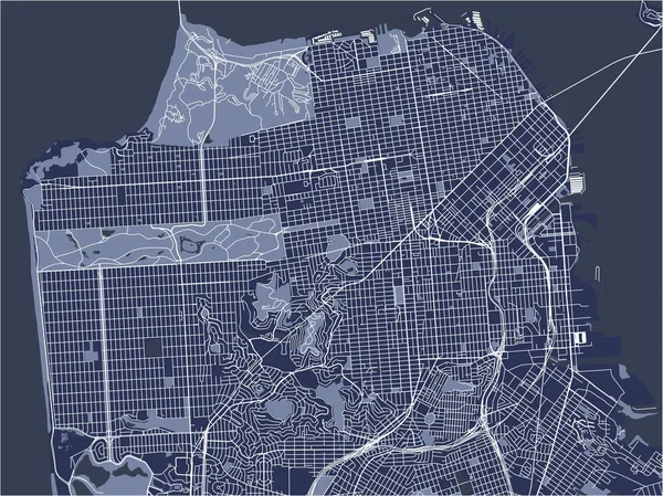 Karta över staden San Francisco, USA — Stock vektor