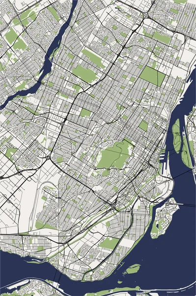 Mapa da cidade de Montreal, Canadá — Vetor de Stock