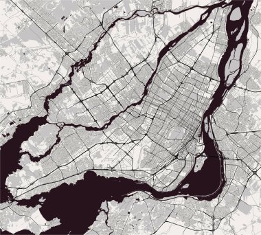 Montreal, Kanada şehrin vektör harita
