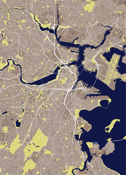 Vektorkarte Der Stadt Boston Usa — Stockvektor