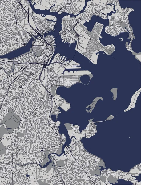 Mapa Vectorial Ciudad Boston Eeuu — Vector de stock