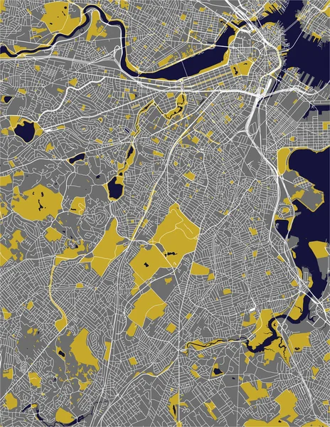 Vektorkarte Der Stadt Boston Usa — Stockvektor