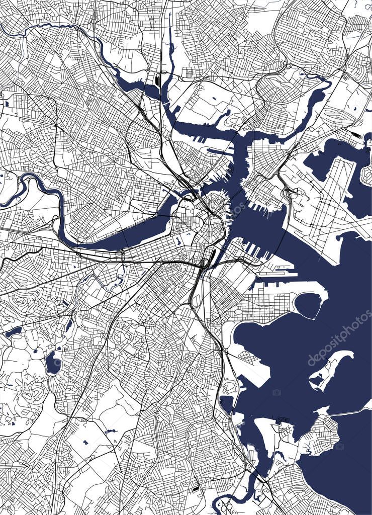 vector map of the city of Boston, USA