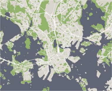 vektör Haritası, Helsinki, Finlandiya