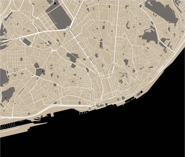 リスボン ポルトガルの都市のベクトル地図 — ストックベクタ