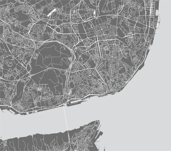 Mapa Vectorial Ciudad Lisboa Portugal — Vector de stock