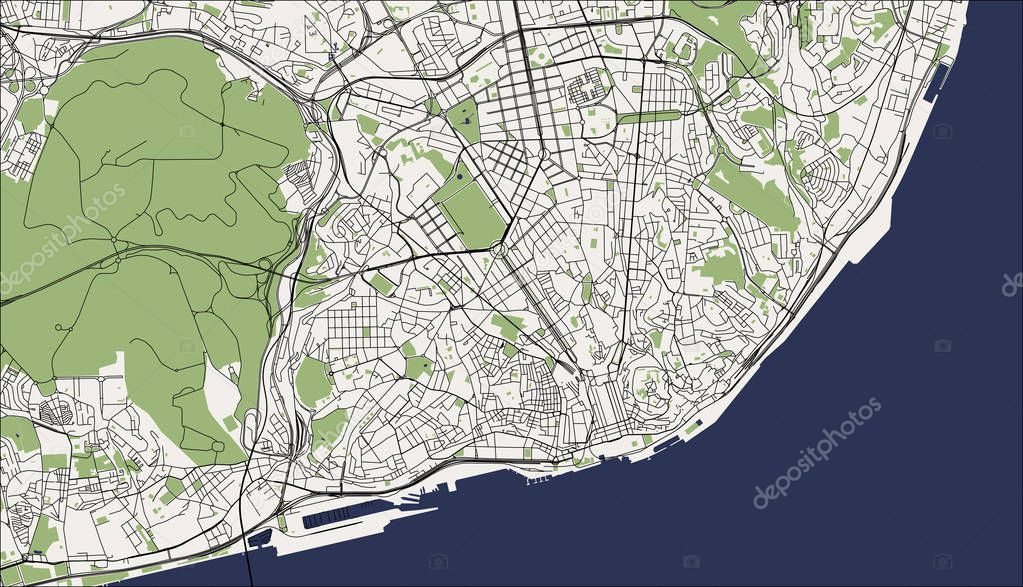 vector map of the city of Lisbon, Portugal