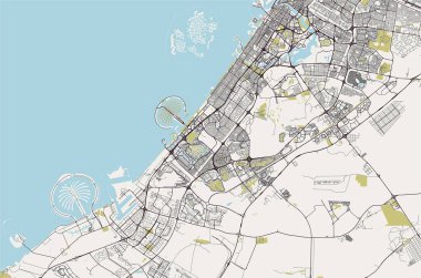 Dubai, Birleşik Arap Emirlikleri (BAE), Dubai-Sharjah-Ajman metropol vektör harita