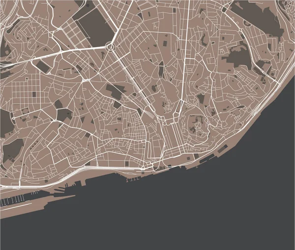 Vector Χάρτη Της Πόλης Λισαβόνα Πορτογαλία — Διανυσματικό Αρχείο