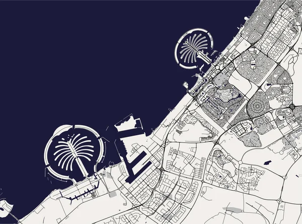 Mapa Vetorial Cidade Dubai Emirados Árabes Unidos Eau Área Metropolitana — Vetor de Stock