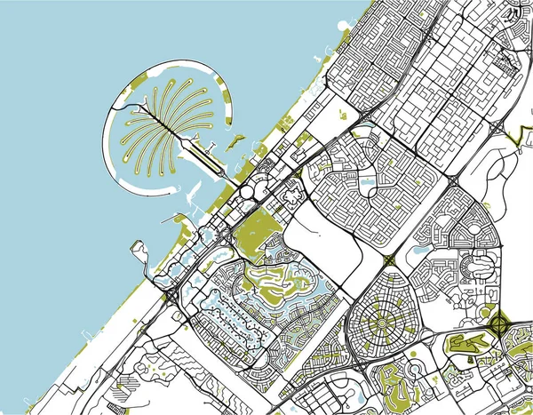 Mapa Vectorial Ciudad Dubai Emiratos Árabes Unidos Emiratos Árabes Unidos — Archivo Imágenes Vectoriales