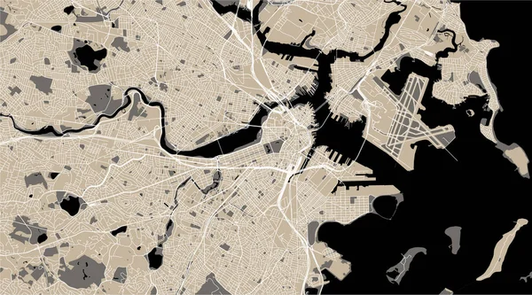ボストン、アメリカ合衆国の都市の地図 — ストックベクタ