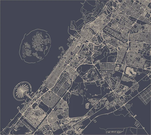Карта города Дубай, ОАЭ — стоковый вектор