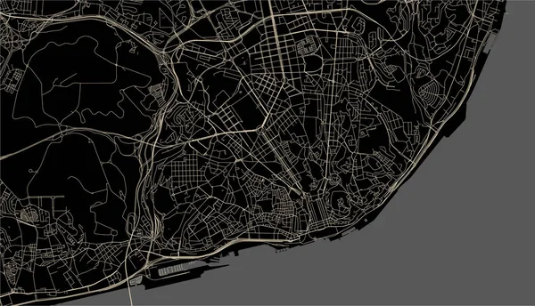 Mapa da cidade de Lisboa, Portugal — Vetor de Stock