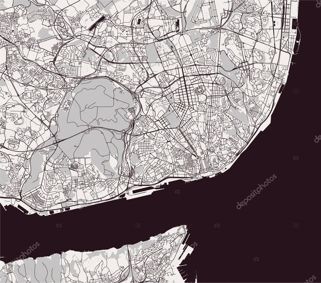 map of the city of Lisbon, Portugal