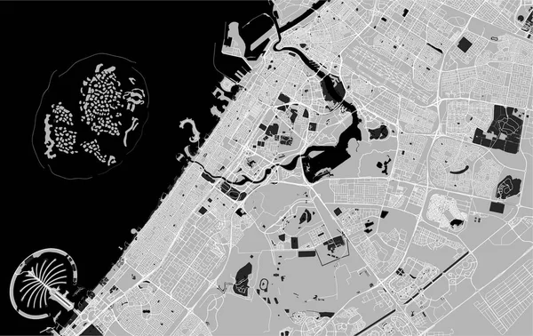Carte Vectorielle Ville Dubaï Émirats Arabes Unis Eau Région Métropolitaine — Image vectorielle