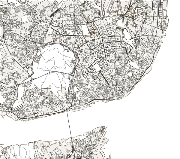 Mappa Vettoriale Della Città Lisbona Portogallo — Vettoriale Stock