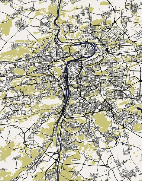 Mapa Vectorial Ciudad Praga República Checa — Archivo Imágenes Vectoriales