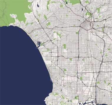 harita illüstrasyon, şehir arasına Los Angeles, ABD