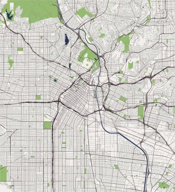 harita illüstrasyon, şehir arasına Los Angeles, ABD