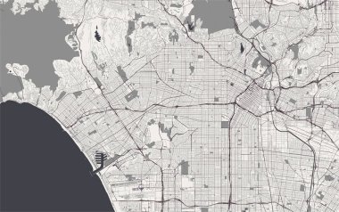harita illüstrasyon, şehir arasına Los Angeles, ABD