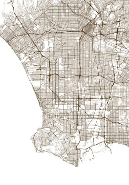 harita illüstrasyon, şehir arasına Los Angeles, ABD