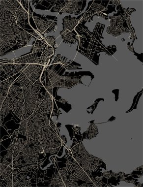 harita illüstrasyon Şehir Boston, ABD