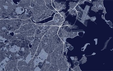 harita illüstrasyon Şehir Boston, ABD