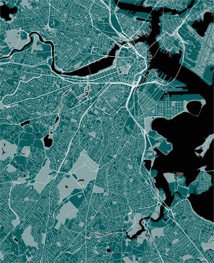 harita illüstrasyon Şehir Boston, ABD