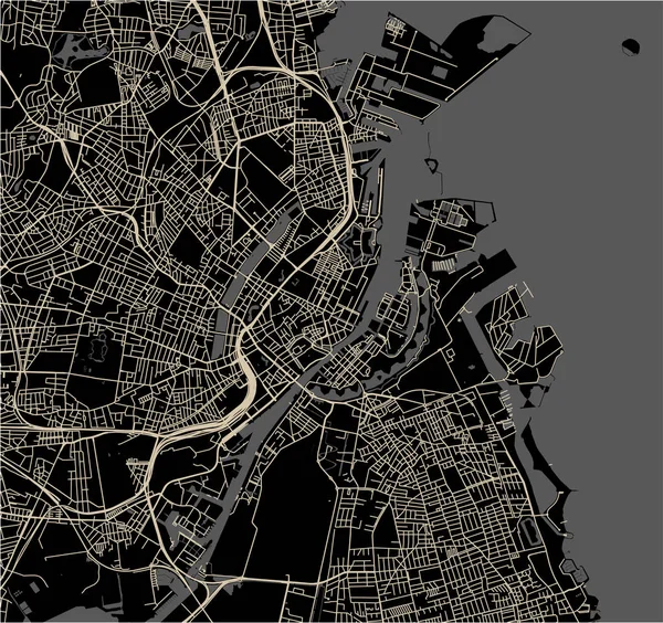 Mapa da cidade de Copenhague, Dinamarca — Vetor de Stock