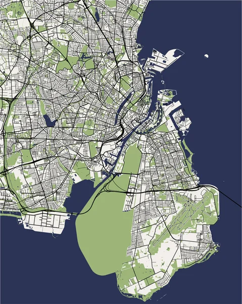 Kopenhag, Danimarka şehir haritası — Stok Vektör