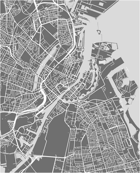 Mapa da cidade de Copenhague, Dinamarca — Vetor de Stock