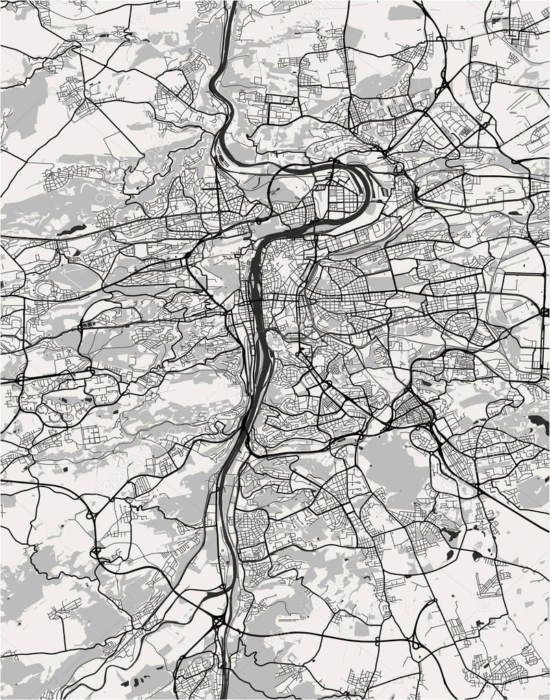 vector map of the city of Prague, Czech Republic