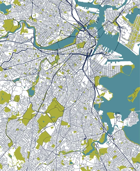 美国波士顿城市地图 — 图库照片