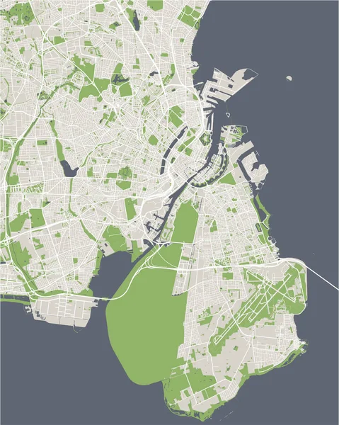 Mapa miasta Kopenhaga, Dania — Wektor stockowy