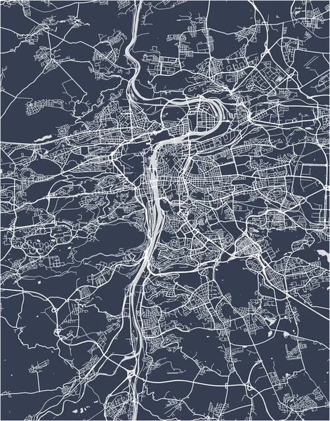 プラハ、チェコ共和国の都市の地図 — ストックベクタ