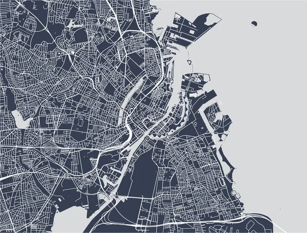 Mapa da cidade de Copenhague, Dinamarca — Vetor de Stock