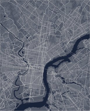 Philadelphia, Pennsylvania, ABD haritası.