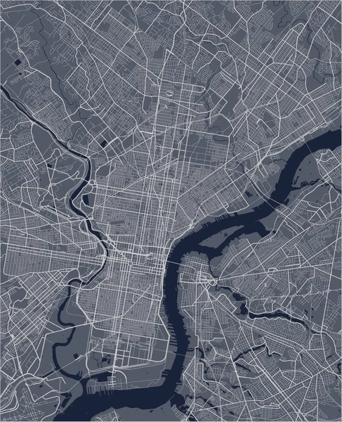 Mapa de la ciudad de Philadelphia, Pennsylvania, USA — Vector de stock