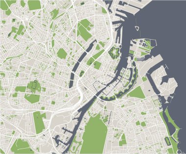 Kopenhag, Danimarka şehir haritası