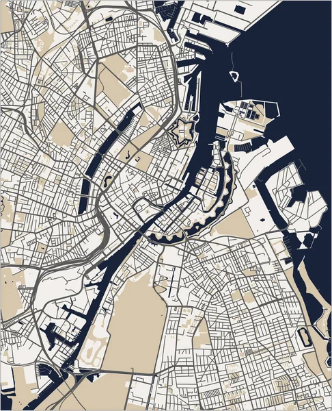 Mapa miasta Kopenhaga, Dania — Wektor stockowy