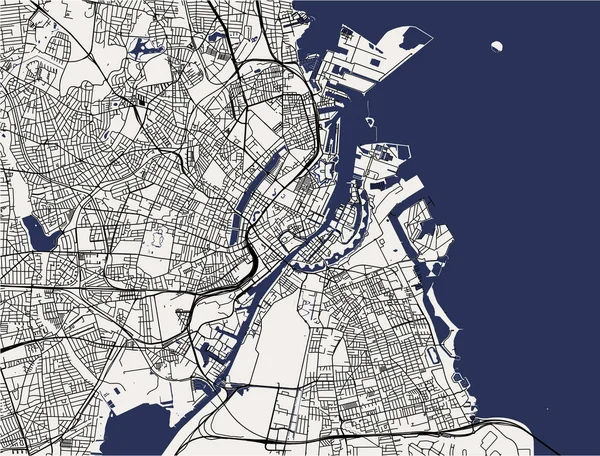 Mappa della città di Copenaghen, Danimarca — Vettoriale Stock