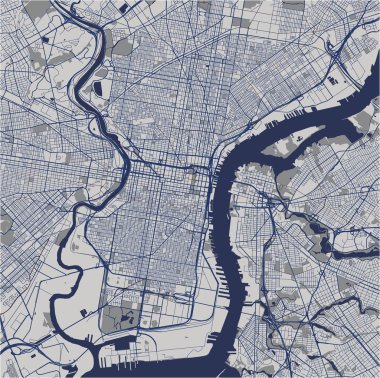 Philadelphia, Pennsylvania, ABD 'nin illüstrasyon haritası