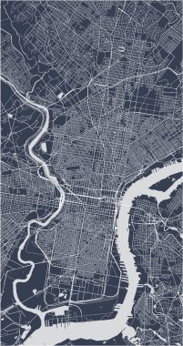 Philadelphia, Pennsylvania, ABD 'nin illüstrasyon haritası