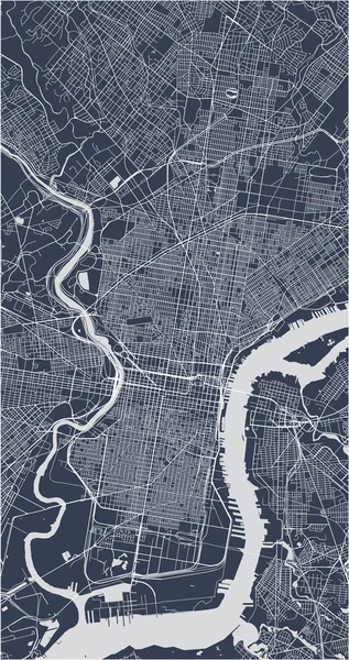 Ilustração Mapa Cidade Filadélfia Pensilvânia Eua — Vetor de Stock