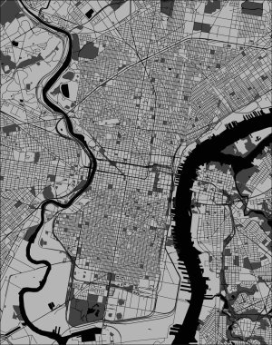 Philadelphia, Pennsylvania, ABD 'nin illüstrasyon haritası