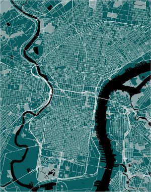 Philadelphia, Pennsylvania, ABD 'nin illüstrasyon haritası