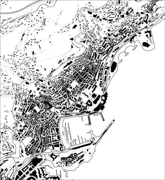 Mapa města Monackého knížectví, Francouzská Riviéra — Stockový vektor