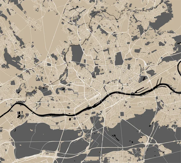 Mapa da cidade de Frankfurt am Main, Hesse, Alemanha — Vetor de Stock